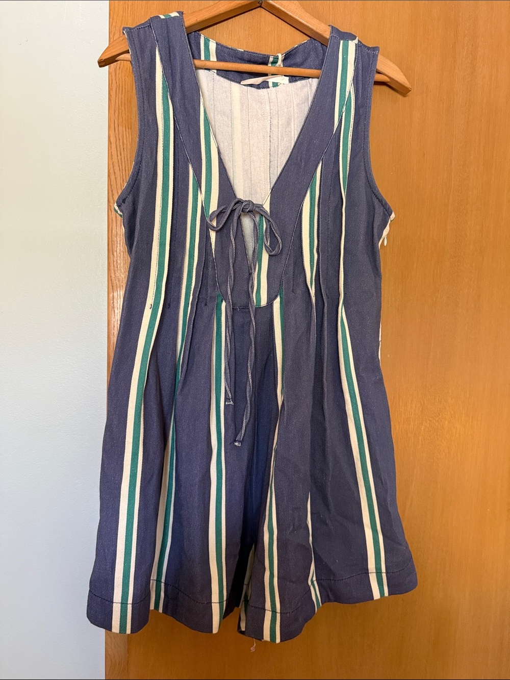 Altar'd State Navy Striped Tie-Front Romper